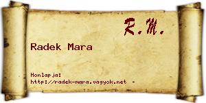 Radek Mara névjegykártya